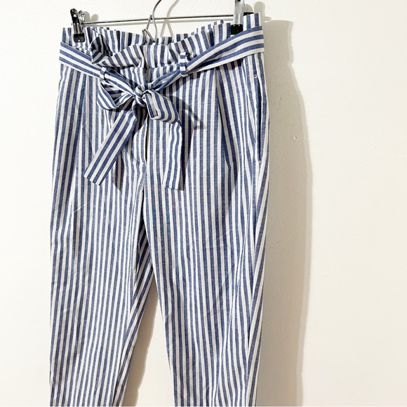 Love Tree Striped Paper Bag Tie Waist Pants Elastic Waist Pull On Styling  💙🤍 - Picture 2 of 11